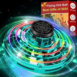 Flying Fidget Spinner Hand Controlled Drone Flying Toy for Kids 2024 New Flying Spinner Mini Drones with LED Lights Flying Ball Drone Hover Toy Birthday for Boys Girls Adults(Green)