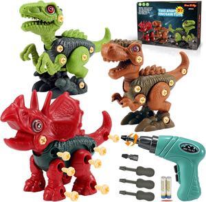 Dinosaur Toys Gifts for 3 4 5 6 7 8 Year Old Boys: Stem Dinosaur Toy for Kids 3-5 Girls Toddler Building Learning Eductional Take Apart Dino Toys with Electric Drill Birthday