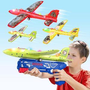 3 Pack Airplane Launcher Toy for Kids 12.6 LED Foam Glider Plane 2 Flight Mode Catapult Plane Boy Toys with Stickers Outdoor Flying Toys Birthday Gifts for 4 5 6 7 8 9 10 12 Year Old Boys Girls