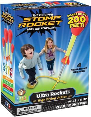 Ultra Rocket Launcher for Kids 4 Rockets - Fun Backyard & Outdoor Kids Toys Gifts for Boys & Girls - High Flying Toy Foam Blaster Set - Multi-Player Adjustable Launch Stand