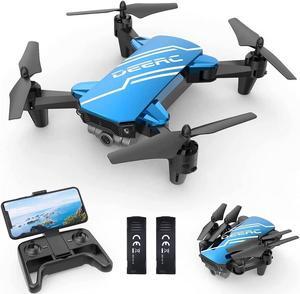 D20 Mini Drone with Camera for Kids Remote Control Toys Gifts for Boys Girls with Voice Control Gestures Selfie Altitude Hold Gravity Control One Key Start 3D Flips 2 Batteries Blue