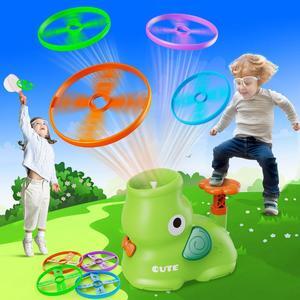 Outdoor Stomp Flying Disc Launcher Toys for Kids Ages 3 4 5 6 7 8 9 10 Elephant Butterfly Catching Game Outside Yard Activities Chasing Toy Outdoor Birthday for 3-8 Year Old Boys Girls