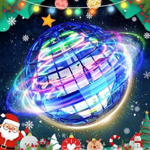 Flying Orb Ball 2024 Toy Hover Ball with Colorful LED Lights Cool Boomerang Fidget Spinner Galactic Globe Great Gift for Kids Boys Girls Teens Hand Drone USB Fast Charge Blue 1 Pack