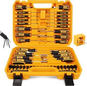Magnetic Screwdriver Set with Case: 86-Piece Slotted Phillips Hex Torx Precision Nut Drivers Driver Bits and Magnetizer Ergonomic Handle Ideal for Mechanics and Professionals