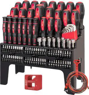 SUNHZMCKP 124-Piece Magnetic Screwdriver set Includes Slotted Phillips Pozidriv Hex Torx and Precision Screwdriver ratcheting screwdriver and nut drivers With Storage rack