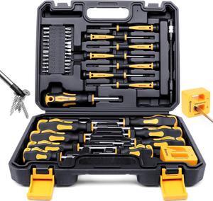 Magnetic Screwdrivers Set with Case 43-piece Includs Slotted Phillips Hex Pozidriv Torx and Precision Screwdriver Set Magnetizer Demagnetizer Tools Tools for Men