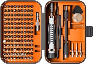 Precision Screwdriver Set 130 in 1 with 120 bits Repair Tool Kit Magnetic Screwdriver Set with mini built-in box for Electronics iPhone Jewelers Game Console Passion Orange