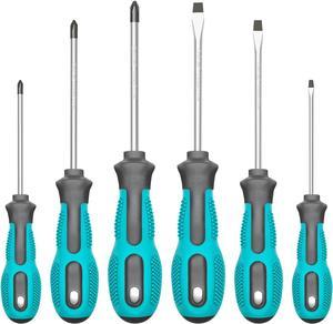 Magnetic Screwdriver Set 6-Piece Screw Driver Kit with 3 Phillips and 3 Flat Professional Non-Slip Cushion Grip Nut Driver Repair Tool Set. Stocking Stuffers for Men Gifts