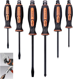 6-Pieces Magnetic Screwdriver Set 3 Phillips and 3 Flat Head Tips Screwdriver for Fastening Chiselling and Loosening Seized Screws (New Screwdriver Set) 6-Pieces Magnetic Screwdriver Set 3 Phillips and 3 Flat Head Tips Screwdriver for Fastening Chiselling and Loosening Seized Screws (New Screwdriver Set)