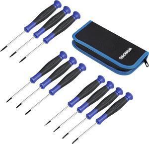 10-Piece Precision Screwdriver Set with Pouch Phillips Slotted Torx Star Magnetic Screwdriver Repair Tool Kit Non-Slip Grip for Eyeglass Watch Computer Laptop Phone