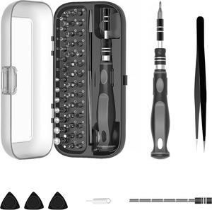 48-in-1 Precision Screwdriver Set Professional Repair Tool Kit with Magnetic Tips Universal Extension Rod and Stainless Steel Tweezer for Phone Computer Watch Laptop Eyeglass Black