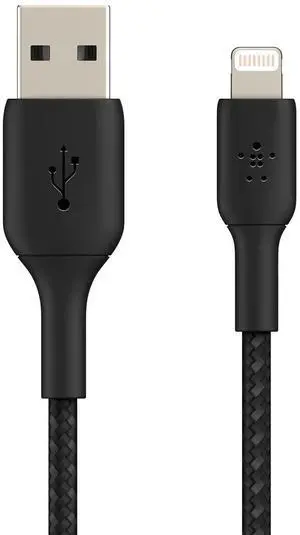 BoostCharge Braided Lightning Cable - 3.3ft/1M - MFi Certified  iPhone Charger USB to Lightning Cable - iPhone Cable - iPhone Charger Cord -  Phone Charger - Black