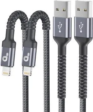 iPhone Charger Cable 2Pack 6FT Nylon Braided Lightning Cable [ MFi Certified] Fast Charging iPhone Charger Cord Compatible with iPhone 14 13 12 11 Pro Max XR XS X 8 7 6 Plus iPad and More