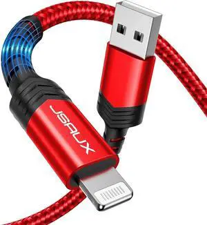 MFi Certified Lightning Cable 6ft iPhone Charger Cable Nylon Braided Heavy Duty Upgraded C89 USB Lightning Cord for iPhone 11 Xs Max X XR 8 7 6s 6 Plus SE 5 5s iPad iPod-Red