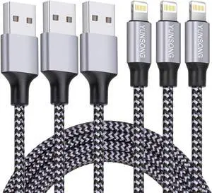 iPhone Charger [MFi Certified] 3Pack 6FT Nylon Braided Lightning Cable Fast Charging High Speed Data Sync USB Cord Compatible with iPhone 14 13 12 11 Pro Max XS XR X 8 7 6S 6 Plus SE