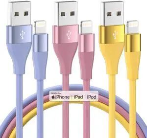 iPhone Charger 3Pack 10FT  MFi Certified Lightning Cable Fast Charging iPhone Charger Cord Compatible with iPhone 14 13 12 11 Pro Max XR XS X 8 7 6 Plus SE and More - Colorful