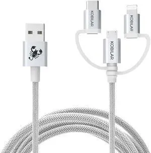 MFi Certified 3 in 1 Charging Cable CarPlay Cable USB A to Lightning/Type-C/Micro Multi Charger Compatible with iPhone iPad  Galaxy Pixel MacBook Pro/Air Android