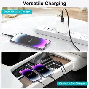 3 Pack 6FT Long USB A to Lightning Fast Charging Cord  MFi Certified Compatible for iPhone 14 13 12 11 Pro/Pro Max/Plus XR XS X 8 iPad Car iPhone Carplay Cable iPhone Car Charger Cord-Black