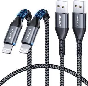 USB-A to Lightning Cable 2FT 2Pack [MFi Certified] USB to Lightning Cable for Car iPhone Charger Cord Nylon Braided Compatible with iPhone 14/13/12/11 Pro Max Mini X XS XR 8 Plus 10 SE iPad