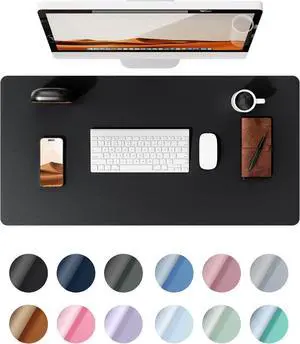 Leather Desk Pad Protector Office Desk Mat Large Mouse Pad Non-Slip PU Leather Desk Blotter Laptop Desk Pad Waterproof Desk Writing Pad for Office and Home (Black 23.6 x 13.8)