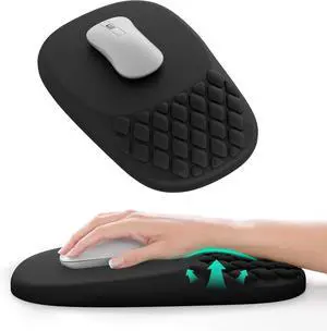 ?Ergonomic Mouse Pad with Wrist Rest Wrist Rest Pain Relief Mousepad Memory Foam Massage & Non-Slip PU Base for Carpal Tunnel Pain Relief - Gaming Office Home Use (Black)