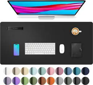 Leather Desk Pad Protector Mouse Pad Office Desk Mat Non-Slip PU Leather Desk Blotter Laptop Desk Pad Waterproof Desk Writing Pad for Office and Home (Black 23.6 x 13.7)