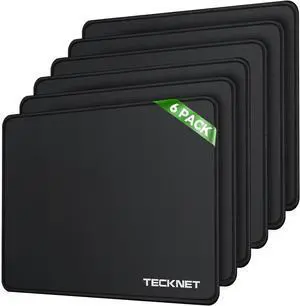 6 Pack Mouse Pad with Anti-fray Stitching Waterproof Surface & Non-Slip Rubber Base with Stitched Edges Gaming Mouse Mat for LaptopCompatible with Laser and Optical Mice - Black