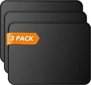 Mouse Pad 3 Packs Basic Black Mouse Pad for Desk 11 x 8 3/4 x 1/8 in with Urtra-Smooth Surface Stitched Edges and Non-Slip Rubber Base. Computer Mouse Pads for Laptop & PC Gaming & Working.