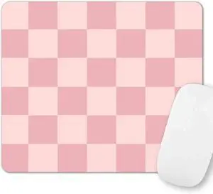 Pink Mouse Pad Checkered Pattern Mousepad Square Premium Texture Computer Cute Mouse Pad Design for Office Work Home Non-Slip Rubber Gaming Mouse Pads for Computer Laptop Modern Aesthetic