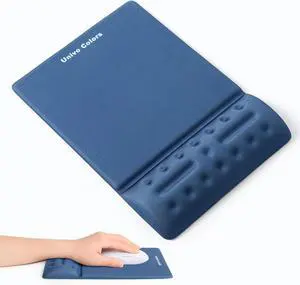 UnivoColors Navy Blue Mouse Pad with Wrist Support Ergonimic Wrist Rest Gel Wrist Pad for Mouse Computer Laptop Desk Office Gaming Desktop Soft Memory Foam Fiber Small Mousepad Gel Rest