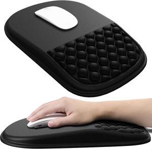 Ergonomic Mouse Pad Wrist Support with Massage Design Memory Foam Wrist Rest Pain Relief Mousepad with Non-Slip PU Base Mouse Pads for Wireless Mouse 12x8 inch (Matte Black)