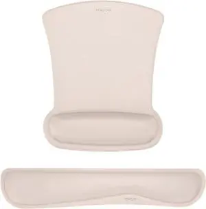 Wrist Rest Support for Mouse Pad & Keyboard Set Ergonomic Mousepad Non-Slip Base Home/Office Pain Relief & Easy Typing Cushion with Neoprene Cloth & Raised Memory Foam Apricot