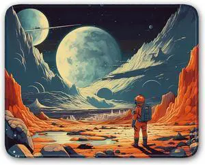 Space Themed Design Vibrant Color for Gaming Cloth Mouse Pad Laptop Mouse Pad 26x21cm