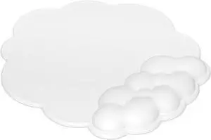 Mouse Pad Wrist Support with Leather Surface Cloud Wrist Rest Mousepad with Memory Foam Non-Slip PU Base Mouse Pad for Home Office Laptop Mac Easy Pain Relief (Cloud White)
