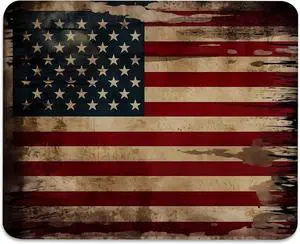 Vintage American Flag Mouse Pad - Patriotic Durability for Your Desk Stitched Edges Non-Slip Rubber Base Mouse Pads for Computers Laptop