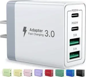 USB C Charger Block 40W Fast Charging Block Type C Charging Block 4-Port Dual Port PD+QC Wall Charger Head Cube for iPhone 16 15 14 13 12 11 Pro Max XS iPad  Phone Tablet