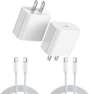 iPhone Charger Fast Charging 2 Pack 30W Type C Wall Charger Block with 2 Pack USB C Cable for iPhone 16/15/14/13 Pro Max/11/Xs Max/XR/X  (White 2 Pack)