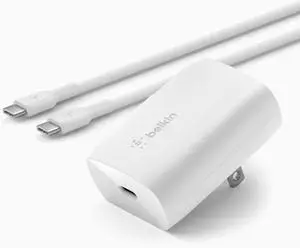 30W USB-C Wall Charger with USB-C to C Cable PPS PowerDelivery USB-IF Certified PD 3.0 Fast Charging for iPhone 16 iPad  Galaxy S25 Google Pixel Nintendo Switch 2 & More - White