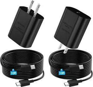 Super Fast Charger Type C 25W PD USB C Wall Charger Fast Charging with 10FT Long Type C Charger Cable for  Galaxy S25/ S24/ S23/ S22/ S21 Plus/Ultra/ Note20