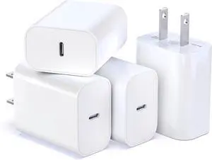 USB C Block for iPhone Charger Block 20W Power Wall Type C Adapter Fast Type C Charging Plug for iPhone 16 16 Plus 15 15 Pro Max 14 13 12 11 X Galaxy S25 S24 S23 S22 S21 (4Pack)