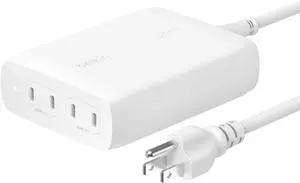 BoostCharge Pro 4-Port USB-C GaN Wall Charger 200W Multi-Port Charger USB-C PD 3.1 Fast Charge + 5ft Power Cord - MacBook iPhone 16 iPad Galaxy S25 Google Pixel Nintendo Switch 2 - White