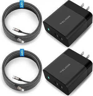 2Port 45W USB-C Charger 2Pack 45W Super Fast Charger Type C Android Phone Charger Fast Charging Block for  Galaxy S25 Ultra/S25+/S24 Ultra/S23+/S22/S20 Ultra Tab S9 with 2X 10ft Type C Cord