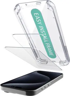 ? iPhone 16e Screen Protectors - Tuff Sheet - 2-Pack Tempered Glass Easy Install Frame [Scratch Resistant] Case-Friendly For  iPhone 16e / 14/13 / 13 Pro - Clear 2-Pack