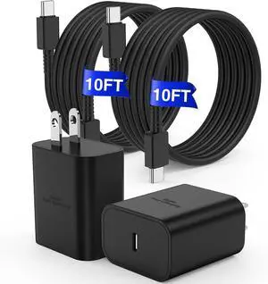 ?????????? 45W Super Fast Charger Type C for  Galaxy S25 S24 Charger Block with 10FT Type C Charging Cord for  Galaxy S25 S24+/Ultra/S22/S21/S20/Note10/20 iPhone 16/15 Pro Pro Max Plus