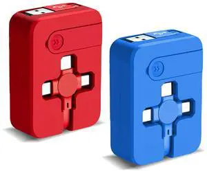 2Pack 3 in 1 Multi Charging Cord 3.28Ft/1M Retractable Multi Charger Cable with IP/USB C/Micro USB Phone Holder Multiple Fast Charging Cable for Cell Phones IP Android Tablets (Blue&Red)