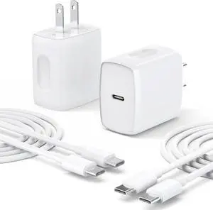 USB C Charger Type C Fast Charging 2 Pack 25W Chargers Block with 2 Pack 6FT USB C to C Cable for iPhone 15 16 Pro Max/iPad/ Series and More