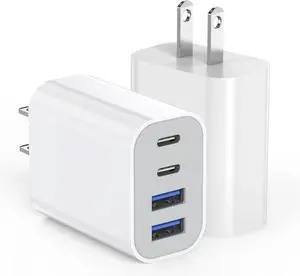 40W iPhone 16 Charger Block 2Pack 4-Port Fast USB C Charger Blocks Multiport PD Power Adapter & QC Plug iPhone Cube USBC Charging Brick  Adapter for iPhone 16/16 Pro/15/15 Pro Max/14/13/12/iPad