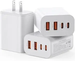 USB C Charger Block 3-Pack 40W Wall Plug Fast Charging Block 4-Port PD + QC Power Adapter Type C Charging Blocks Cube Compatible with iPhone 16/15/14/13/12/11/Pro Max TabletsWhite