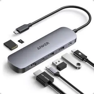 USB C Hub 7-in-1 Multi-Port USB Adapter for Laptops 4K@60Hz USB C to HDMI Splitter 100W Max Power Delivery 3xUSBA & C 3.0 Data Ports SD/TF Card for Type C Devices (Charger Not Included)