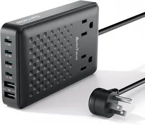 Charging Station 140W USB C Charger Block Upgraded GaN III 8-in-1 Fast Charging Station HubPD 100W Laptop Charger Adapter Compatible with Compatible with MacBook Air/Pro iPhone16/15 Galaxy S24 etc